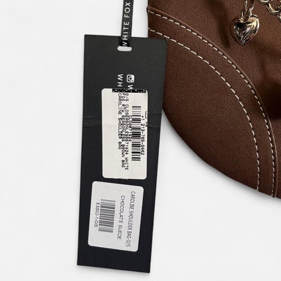 White Fox Caroline Shoulder Bag Chocolate Faux Suede NWT - Picture 4 of 6